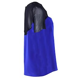 Sandro-Sandro Paris Two-Tone Cut-Out Top in Blue and Black Silk-Blue