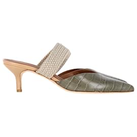 Autre Marque-Malone Souliers Maisie 45mm Mules in Green Embossed Leather-Green