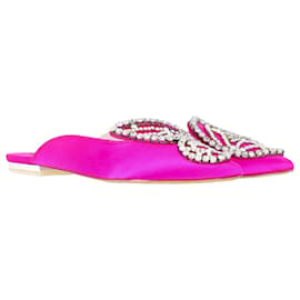Sophia webster-Zapatos planos en punta con mariposa Bibi adornados de Sophia Webster en satén fucsia-Púrpura