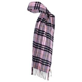 Burberry-Burberry Vintage Check Fringe Scarf in Pink Cashmere-Pink