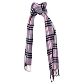 Burberry-Burberry Vintage Check Fringe Scarf in Pink Cashmere-Pink