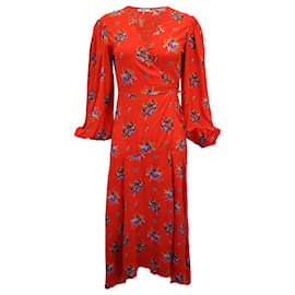 Ganni-Ganni Kochhar Vestido largo floral en seda roja-Roja