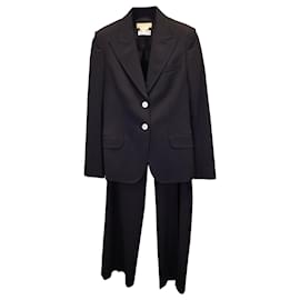 Michael Kors-Michael Kors Blazer and Pants Suit Set in Black Cotton Wool-Black