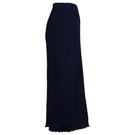 Theory-Theory Scalloped Waffle-Knit Midi Skirt in Navy Blue Cotton-Navy blue