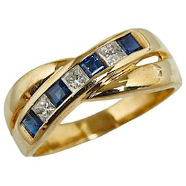 Autre Marque-18k Gold Diamond & Sapphire Ring-Other
