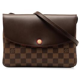 Louis Vuitton-Louis Vuitton Damier Twice PVC Leather Shoulder Bag N48259 in Great Condition-Brown