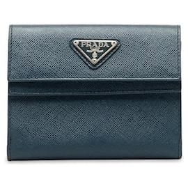 Prada-Prada Saffiano Leather Bifold Wallet Leather Short Wallet M53A in Excellent condition-Other