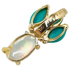 Autre Marque-18k Gold Opal & Torquoise Pendant-Other