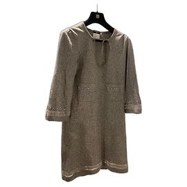 Vestido Chanel de algodão cinza escuro Cinza antracite