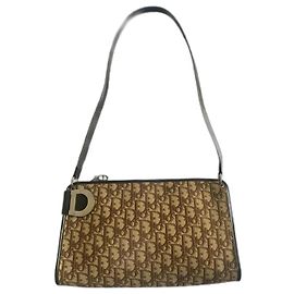Sac à main Dior Monogramme Toile Marron Doré Marron clair Marron foncé Bijouterie dorée