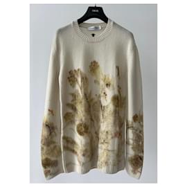 Christian Dior-Cashmere Jumper Hand Painted-Cream