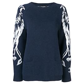 Chanel-Maglione in cashmere con logo CC Lion Guard-Blu navy
