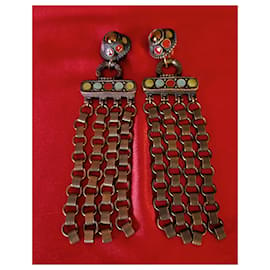 Jean Paul Gaultier-Jean Paul Gaultier -Boucles d'oreilles pendantes - style ethnique-Bronze,Cuivre