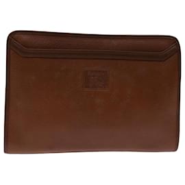 Autre Marque-Burberrys Clutch Bag Leather Brown Auth bs12585-Brown