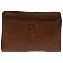 Autre Marque-Burberrys Clutch Bag Leather Brown Auth bs12585-Brown