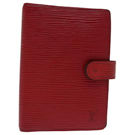 Louis Vuitton-LOUIS VUITTON Epi Agenda PM Tagesplaner Cover Rot R.20057 LV Auth 69162-Rot