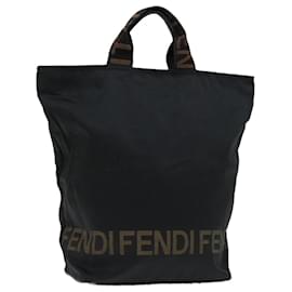 Fendi-FENDI Hand Bag Canvas Black Auth yk11128-Black