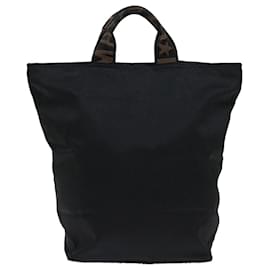 Fendi-FENDI Hand Bag Canvas Black Auth yk11128-Black