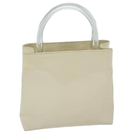 Prada-PRADA Hand Bag Enamel White Auth 69200-White