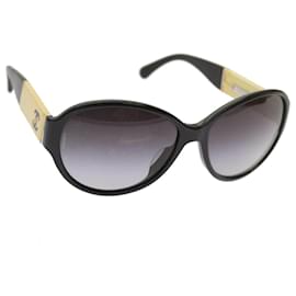 Chanel-CHANEL Gafas de sol Plástico Negro Blanco CC Auth 67173-Negro,Blanco