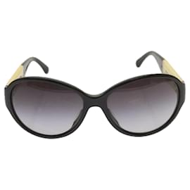 Chanel-CHANEL Gafas de sol Plástico Negro Blanco CC Auth 67173-Negro,Blanco