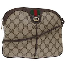 Gucci-GUCCI GG Supreme Web Sherry Line Shoulder Bag Beige Red 904 02 047 Auth ki4227-Red,Beige