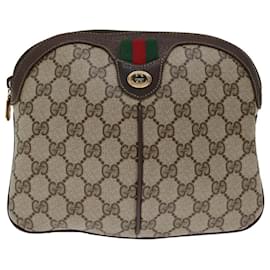 Gucci-GUCCI GG Supreme Web Sherry Line Shoulder Bag Beige Red 904 02 047 Auth ki4227-Red,Beige