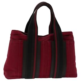 Hermès-HERMES Toroca Horizont Einkaufstasche Canvas Rot Auth bs12548-Rot