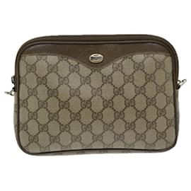 Gucci-GUCCI GG Supreme Shoulder Bag PVC Beige 97 02 068 Auth ep3662-Beige