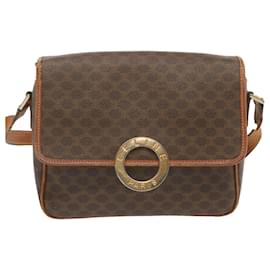 Céline-CELINE Macadam Canvas Shoulder Bag PVC Leather Brown Auth 68506-Brown