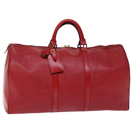 Louis Vuitton-Louis Vuitton Epi Keepall 55 Boston Tasche Rot M42957 LV Auth ki4190-Rot