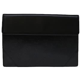 Saint Laurent-SAINT LAURENT Clutch Bag Leather Black Auth ep3667-Black
