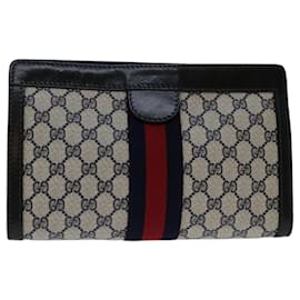 Gucci-GUCCI GG Supreme Sherry Line Clutch Bag PVC Marinerot 010 378 Auth th4695-Rot,Marineblau