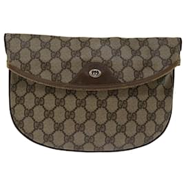 Gucci-GUCCI GG Supreme Clutch Bag PVC Beige 89 02 503 auth 68509-Beige