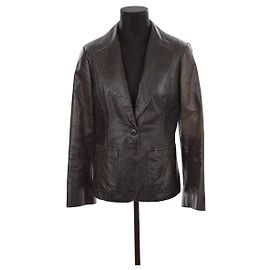 Antik Batik Lederjacke Schwarz