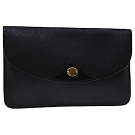 Christian Dior-Christian Dior Honeycomb Canvas Clutch Bag PVC Leather Black Auth bs12644-Black