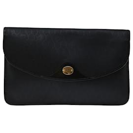Christian Dior-Christian Dior Honeycomb Canvas Clutch Bag PVC Leather Black Auth bs12644-Black