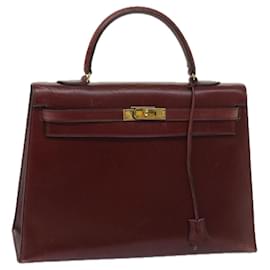 Hermès-hermes kelly 35 Hand Bag Leather Bordeaux Auth 68891-Other