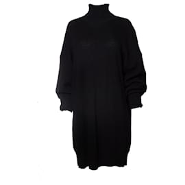 Autre Marque-Maison Margiela, vestido negro de lana de gran tamaño-Negro