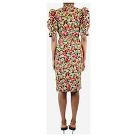 Ganni-Vestido midi con estampado floral y mangas abullonadas multicolor - talla UK 6-Multicolor