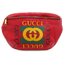 Gucci-Gucci Red Logo Leather Belt Bag-Red