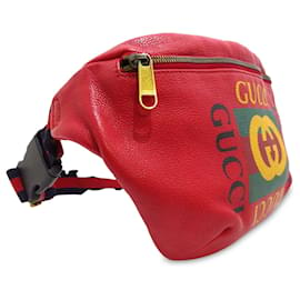 Gucci-Gucci Red Logo Leather Belt Bag-Red