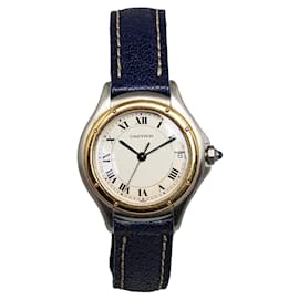 Cartier-Reloj Cartier Cougar de acero inoxidable y cuarzo plateado-Plata,Azul