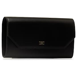 Balenciaga-Balenciaga Black Envelope Leather Long Wallet-Black