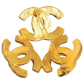 Chanel-Chanel Gold Triple CC Brosche-Golden