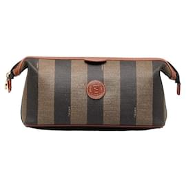 Fendi-Fendi Pequin Canvas Cosmetic Bag Vanity en toile en bon état-Autre