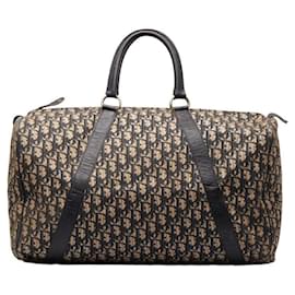 Dior-Dior Oblique Canvas Boston Bag Canvas Travel Bag in Good condition-Other