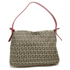 Fendi-Fendi Zucchino Mama Baguette  Canvas Crossbody Bag in Excellent condition-Other