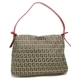 Fendi-Fendi Zucchino Mama Baguette Sac à bandoulière en toile en excellent état-Autre