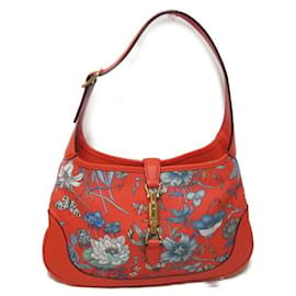 Gucci-Gucci Leather Trimmed Jackie Flora Collection Hobo Bag  Canvas Crossbody Bag 550152 in Excellent condition-Other